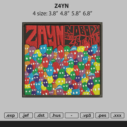 Zayn Cover Album Embroidery Machine Design File 4 size