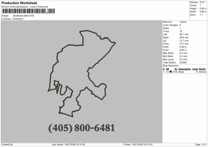Map 405 Embroidery Machine Design File 6 sizes