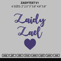 Zaidytext V1 Embroidery File 6 sizes
