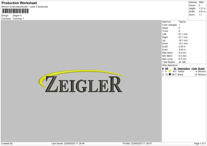 Zeigler Embroidery Machine DEsign File 6 sizes