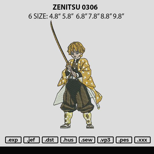 Zenitsu 0306 Embroidery Machine Design File 6 sizes