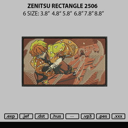 Zenitsu Rectangle 2506 Embroidery Machine Design File 6 sizes