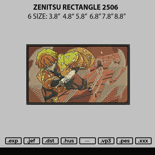 Zenitsu Rectangle 2506 Embroidery Machine Design File 6 sizes