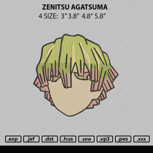 Zenitsu Agatsuma Embroidery Machine Design File 4 size