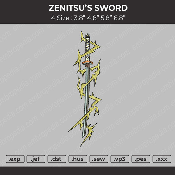 Zenitsu's Sword Embroidery File 4 size