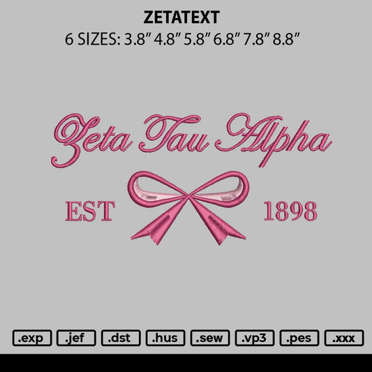 Zetatext Embroidery File 6 sizes