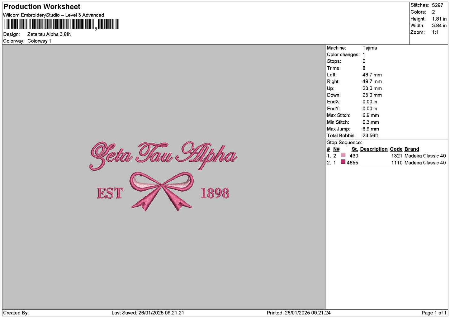 Zetatext Embroidery File 6 sizes