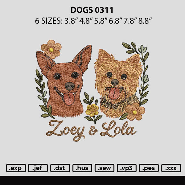 Dogs 0311 Embroidery File 6 sizes