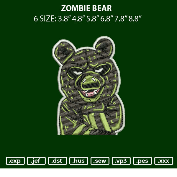 Zombie Bear Embroidery File 6 sizes