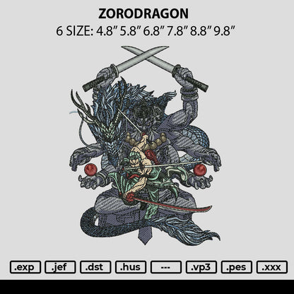 Zorodragon Embroidery Design File 6 sizes