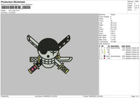 Zoro Log Embroidery File 5 sizes