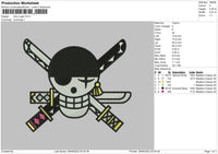 Zoro Log Embroidery File 5 sizes