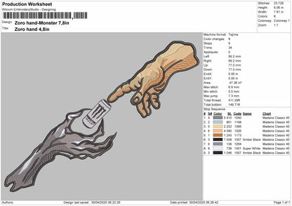 Zoro Hands Monster Embroidery File