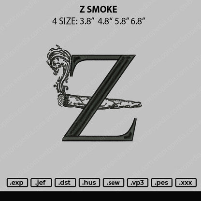 Z Smoke Embroidery Machine Design File 4 size