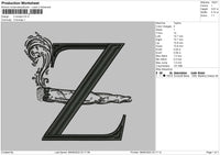 Z Smoke Embroidery File 4 size