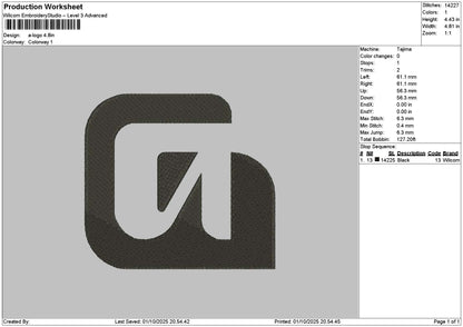 A Logo 0110 Embroidery File 6 sizes