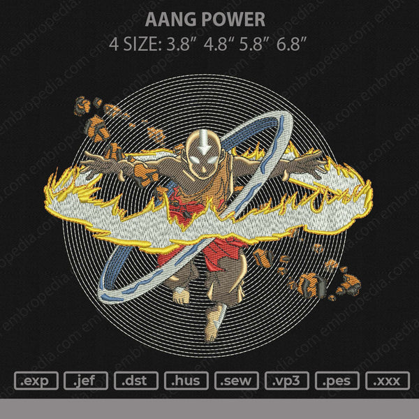 Aang Power Embroidery File 4 size