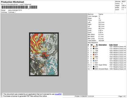 Aang Rectangle Embroidery File 4 size