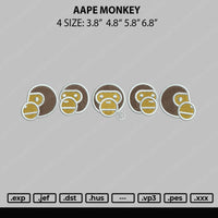 Aape Monkey Embroidery File 4 size