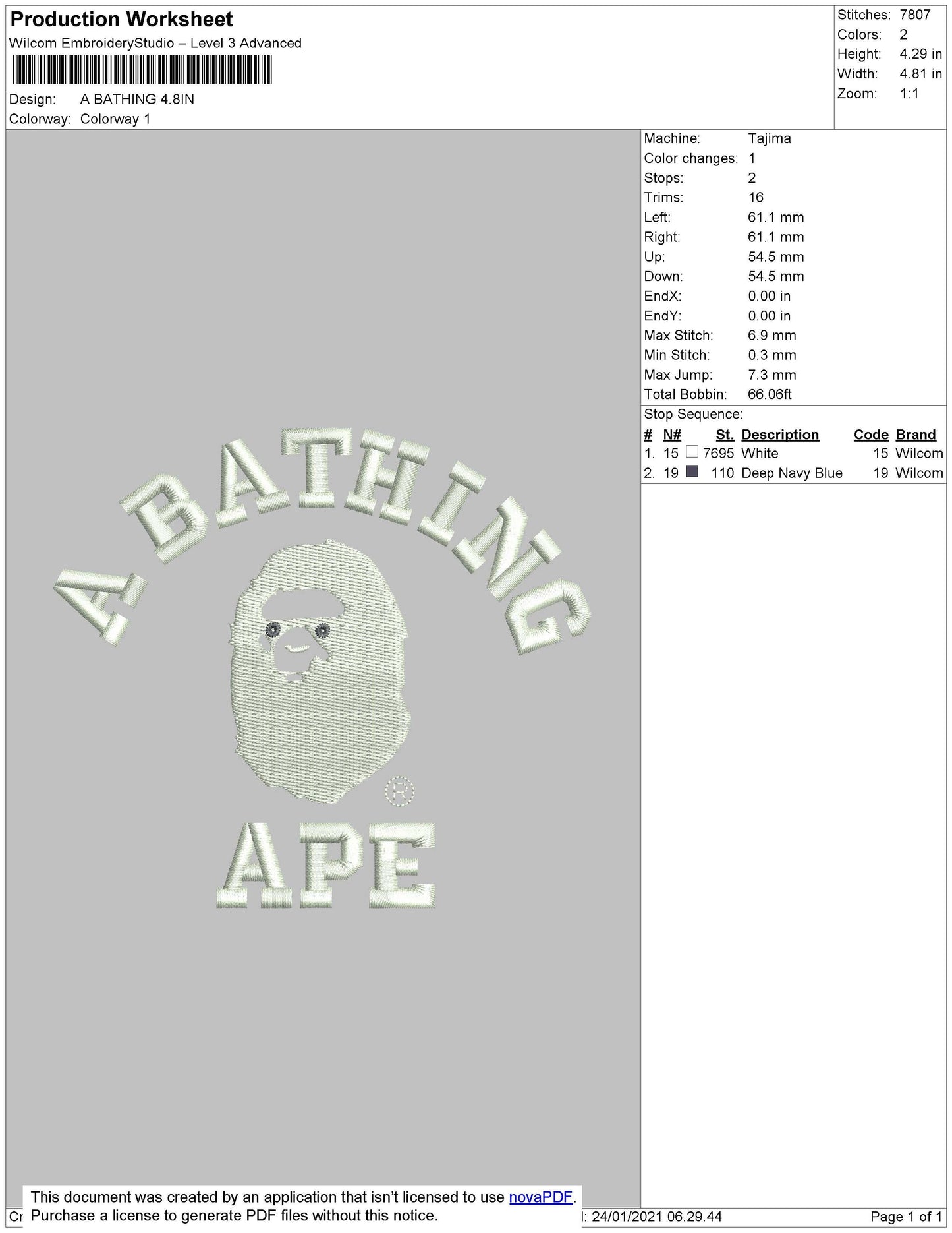 A Bathing Embroidery File 5 size