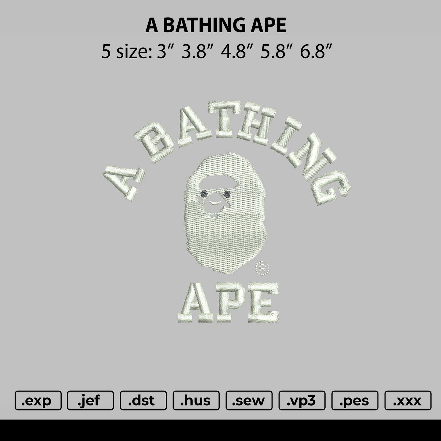A Bathing Embroidery File 5 size