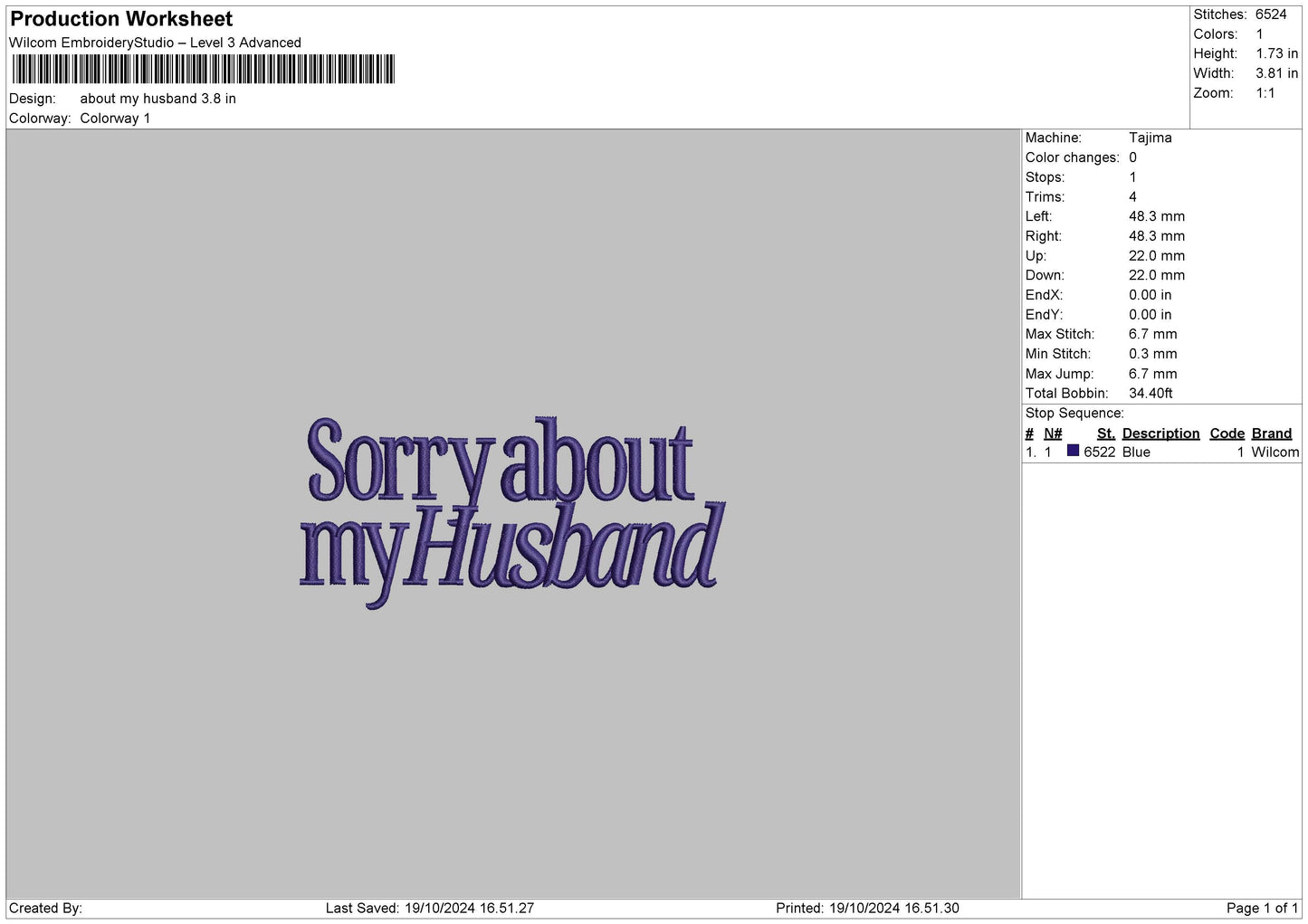Myhusbandtext 01 Embroidery File 6 sizes