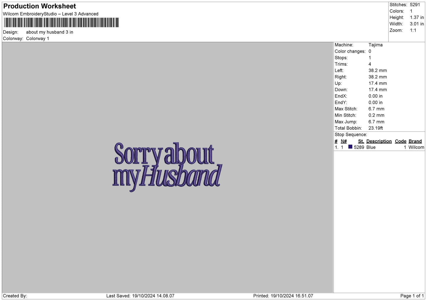 Myhusbandtext 01 Embroidery File 6 sizes