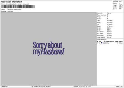 Myhusbandtext 01 Embroidery File 6 sizes