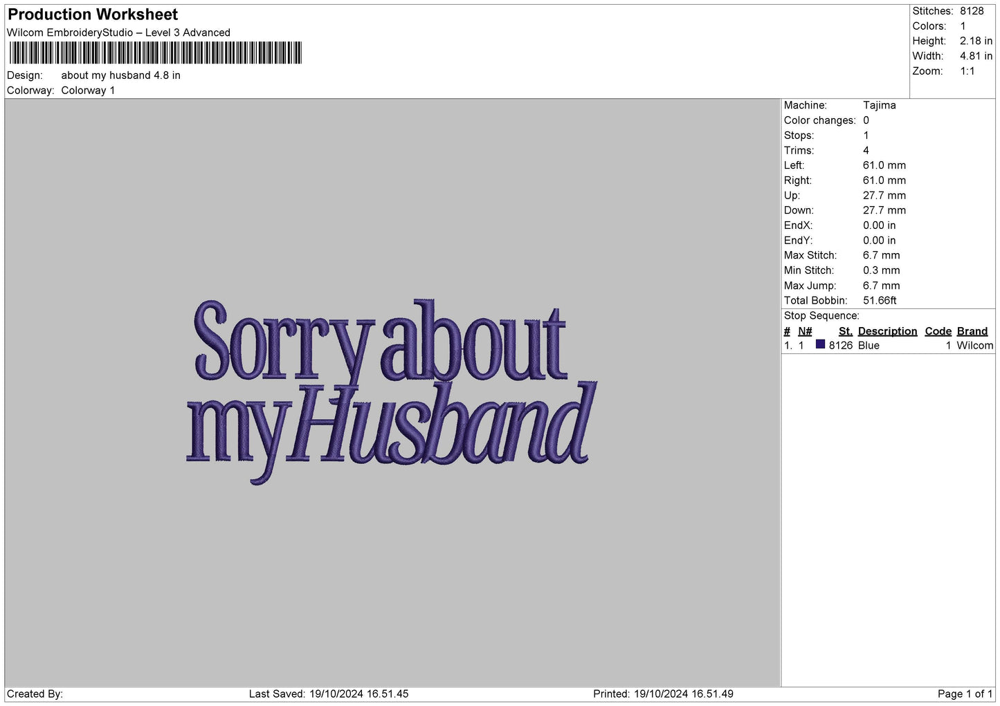 Myhusbandtext 01 Embroidery File 6 sizes