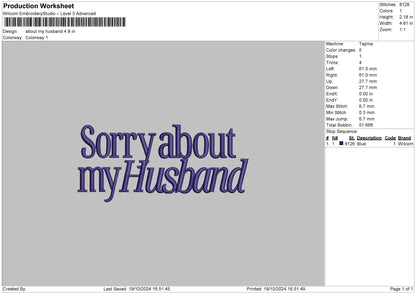 Myhusbandtext 01 Embroidery File 6 sizes