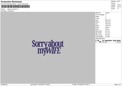 Mywifetext 01 Embroidery File 6 sizes