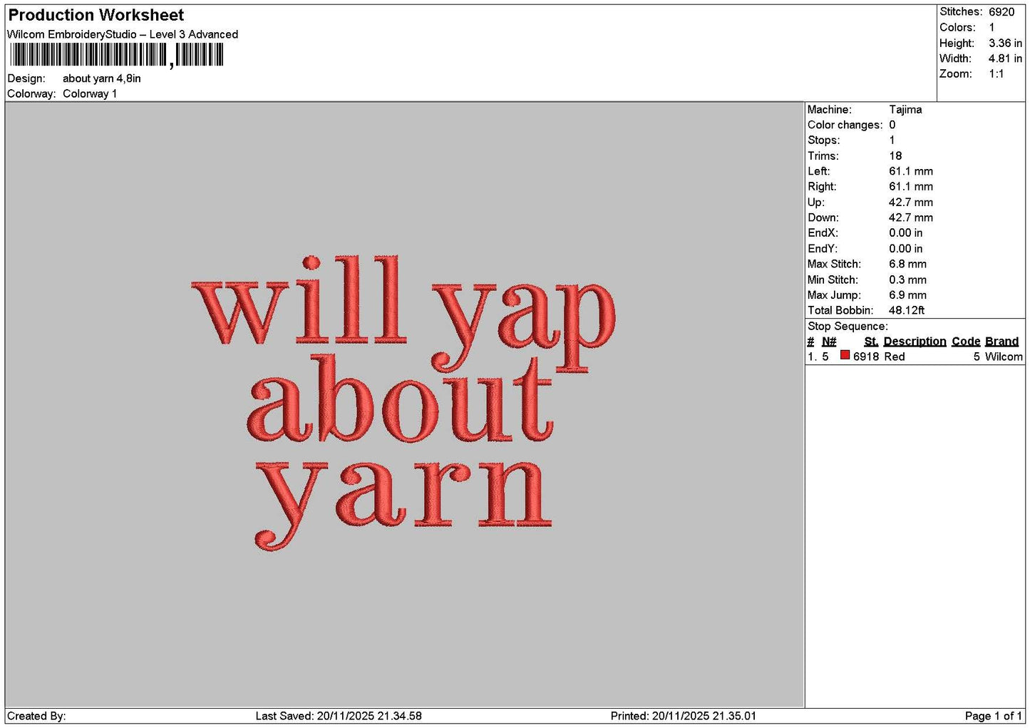 Yaptext Embroidery File 6 sizes