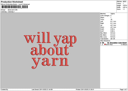 Yaptext Embroidery File 6 sizes