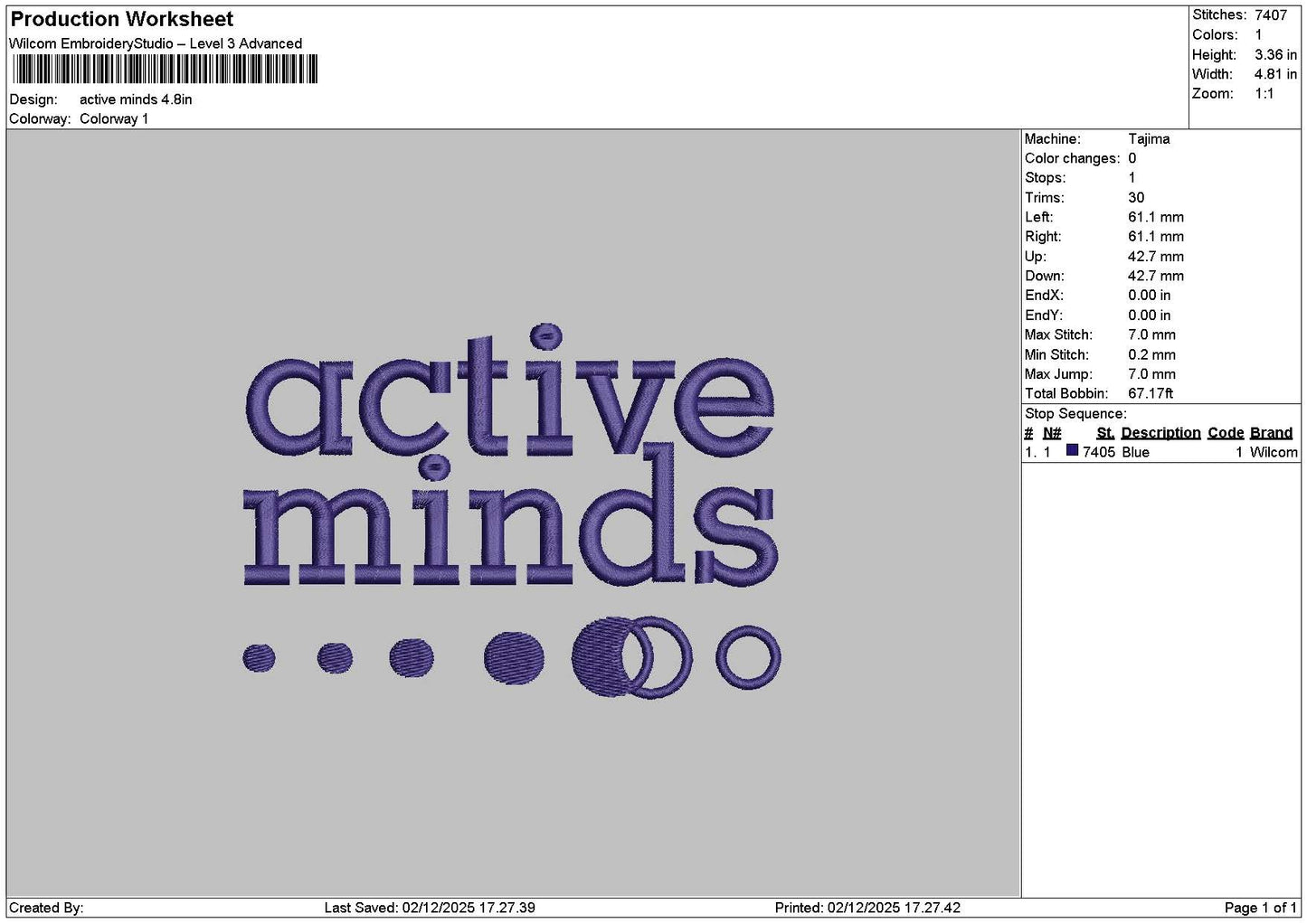 Activetext 0212 Embroidery File 6 sizes