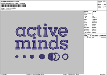 Activetext 0212 Embroidery File 6 sizes