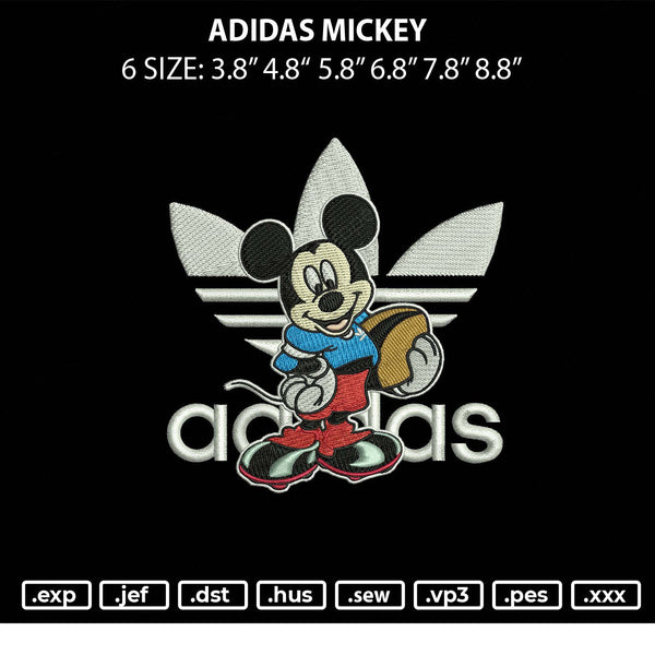 Adidas Mickey Embroidery File 6 sizes