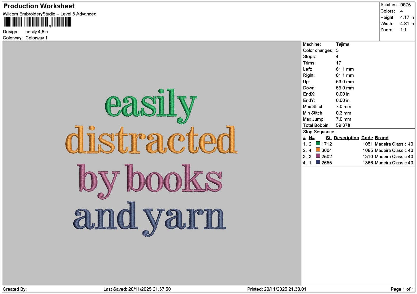 Yarntext 02 Embroidery File 6 sizes
