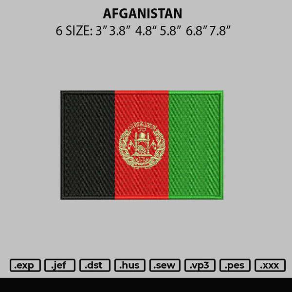 Afganistan Flag Embroidery File 6 sizes