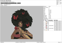 Afro Buttetfly Girl Embroidery File 4 size