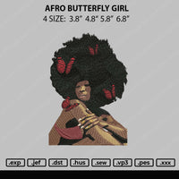 Afro Buttetfly Girl Embroidery File 4 size