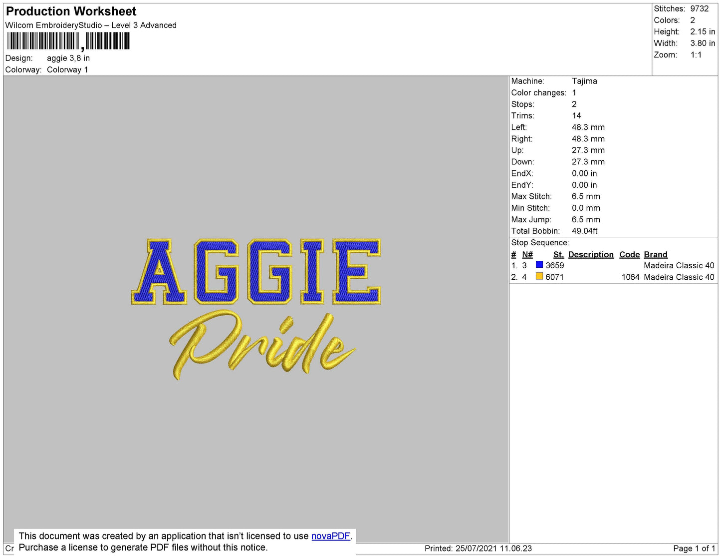 Aggie Text Embroidery File 4 size