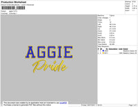 Aggie Text Embroidery File 4 size