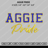 Aggie Text Embroidery File 4 size