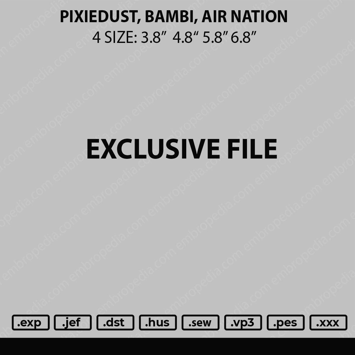 Pixiedust, Bambi, Air Nation Embroidery 3 Files