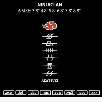 Ninjaclan Embroidery File  6 sizes