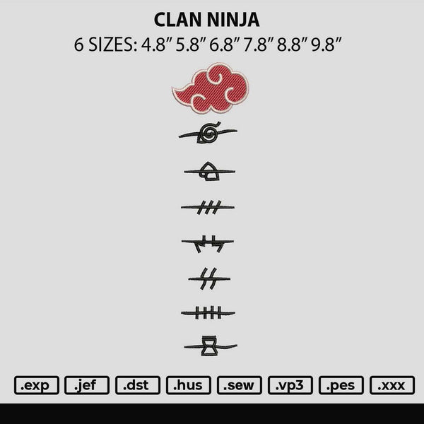 Clan Ninja Embroidery File 6 sizes
