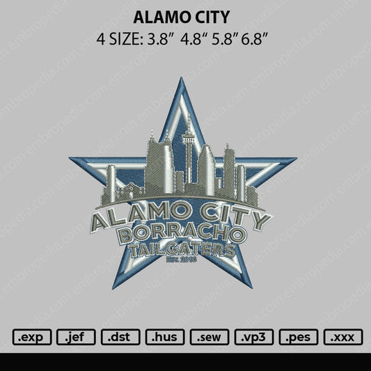 Alamo City Embroidery File 4 size