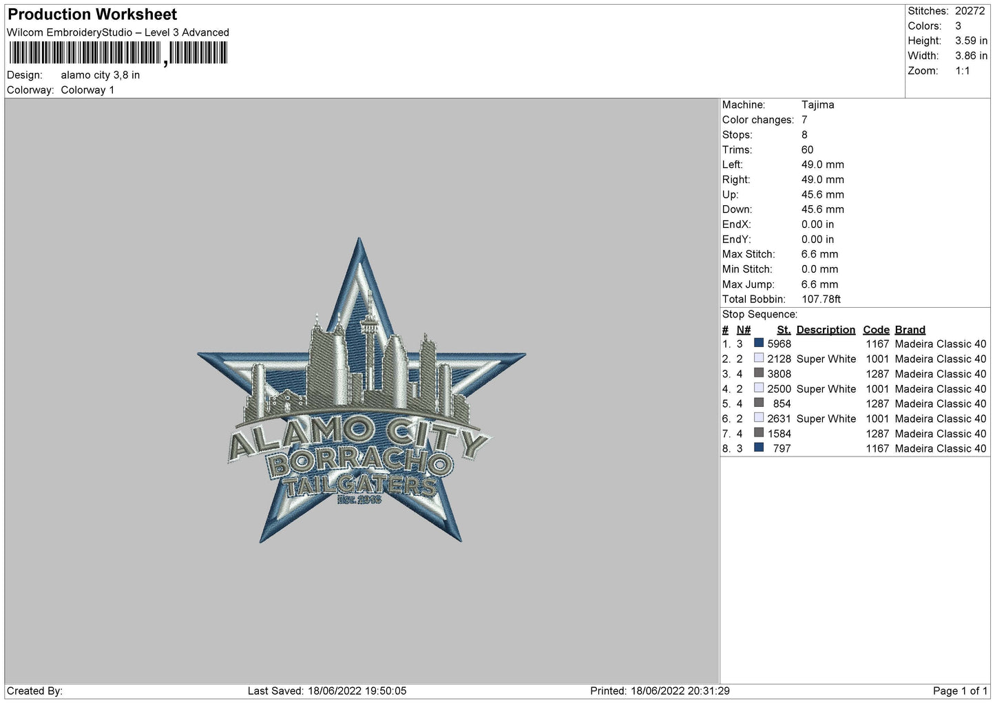 Alamo City Embroidery File 4 size