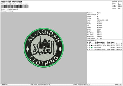 Al Aqidah Embroidery File 6 sizes