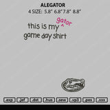 Alegator Embroidery File 4 size